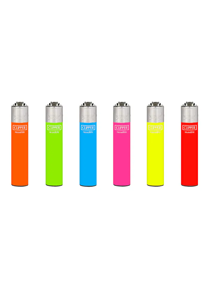 Encendedor Clipper Recargable Slim Solid Fluo – Diseño Surtido (Unidad) 1