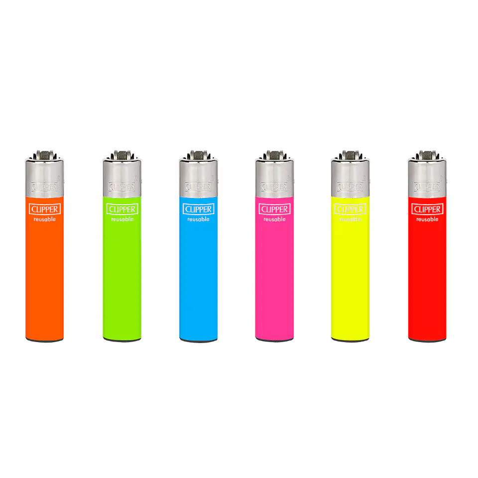 Encendedor Clipper Recargable Slim Solid Fluo – Diseño Surtido (Unidad) 1