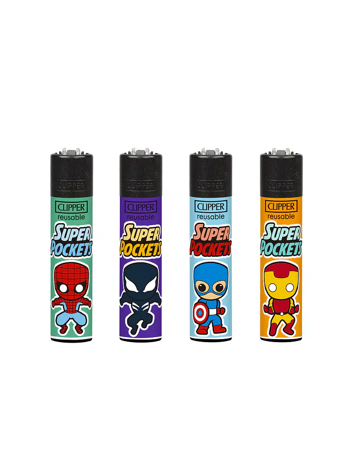 Encendedor Clipper Recargable Super Pockets 1 – Diseño Surtido (Unidad) 1