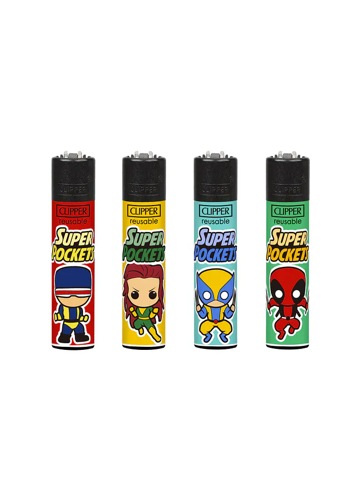 Encendedor Clipper Recargable Super Pockets 4 – Diseño Surtido (Unidad) 1