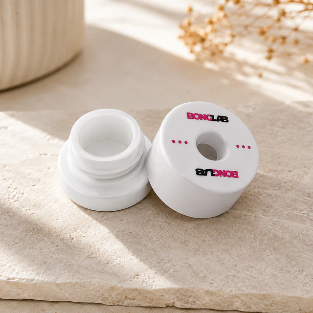 Contenedor al Vacío para Extractos BongLab 4 ml – Vidrio Blanco Redondo