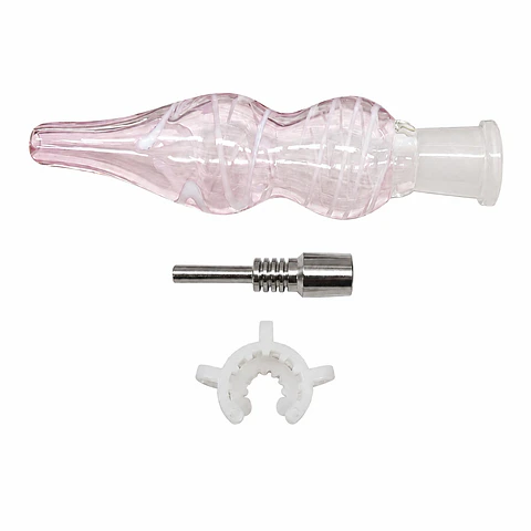 Nectar Collector de Vidrio con Punta de Titanio 9 cm – Rosado