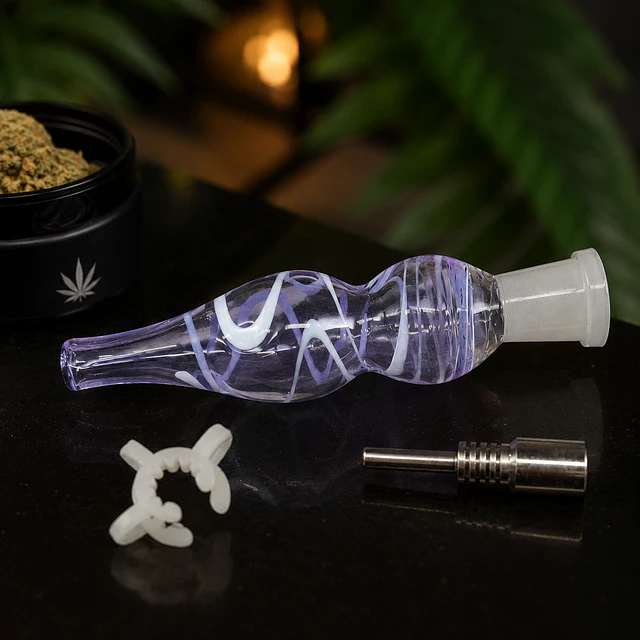 Nectar Collector Vidrio con Punta de Titanio 9 cm – Morado