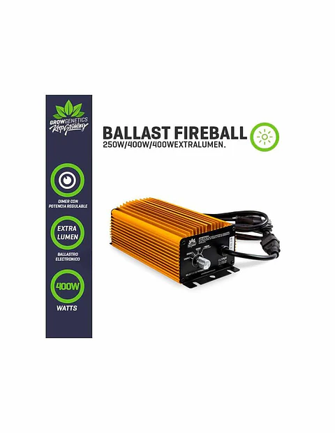 Balastro Electrónico Regulable Fireball Extra Lumen (400W / 600-1000W) -Grow Genetics
