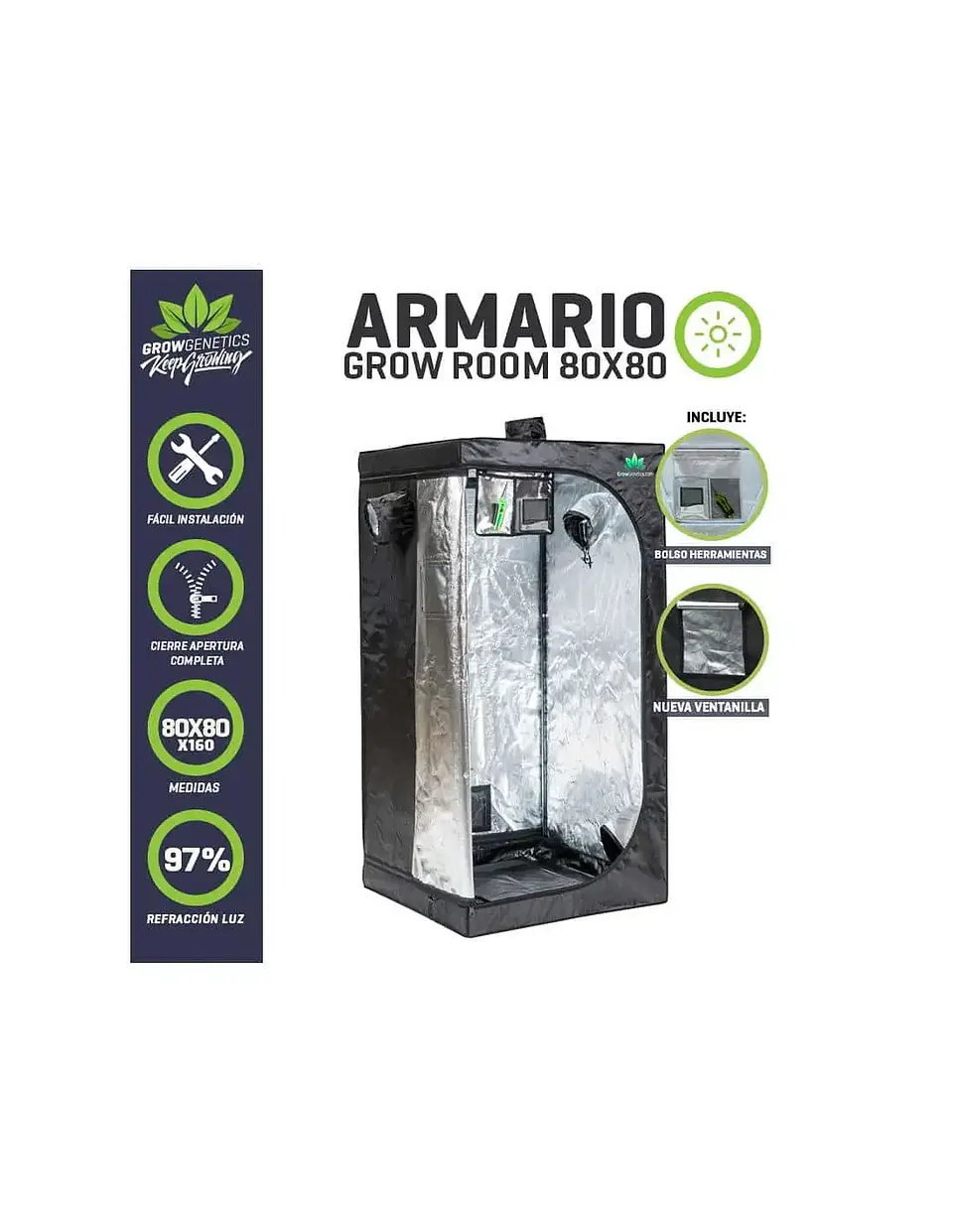 Carpa De Cultivo (100X100X200/80X80X160)-Grow Genetics 2