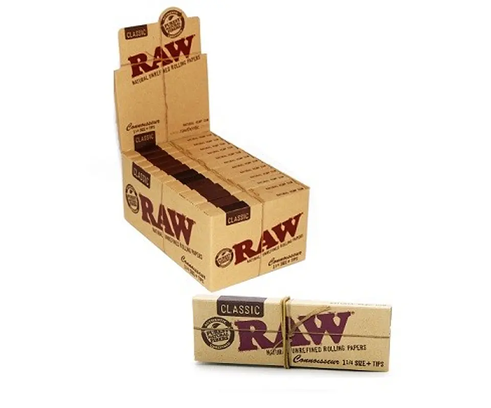 Papelillos Classic Connoisseur + Tips 1 1/4 24U -Raw 1