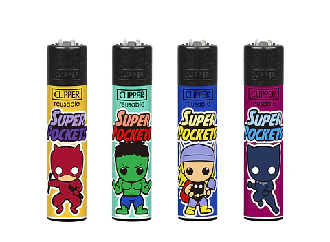Encendedor Clipper Recargable Super Pockets  – Diseño Surtido (Unidad)