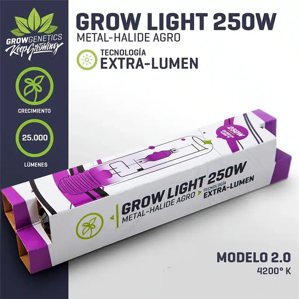 Ampolleta Haluro Metálico 250W Extra Lumen - Grow Genetics 1