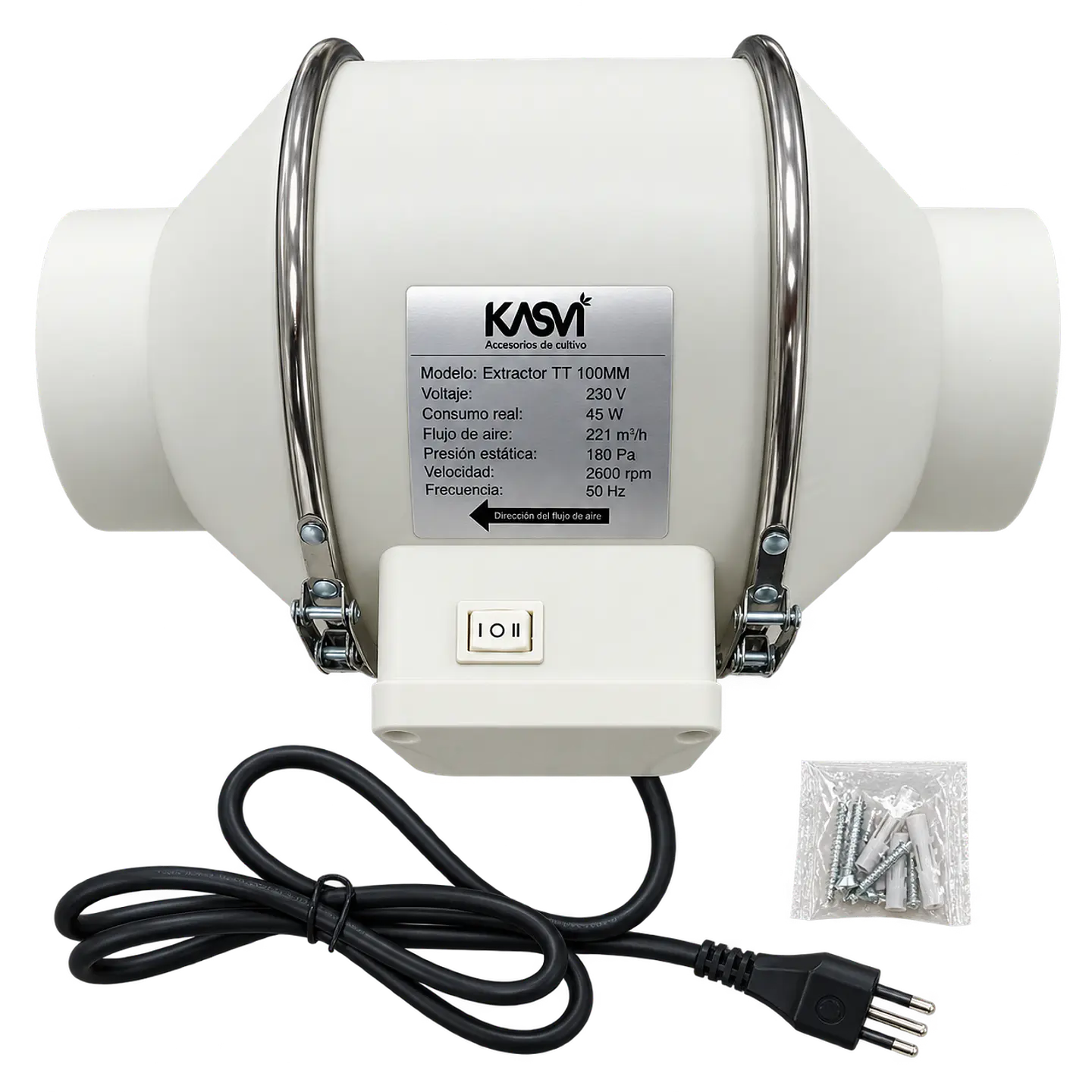 Extractor de Aire TT 100mm 221 m³/h con Cable - Kasvi 4