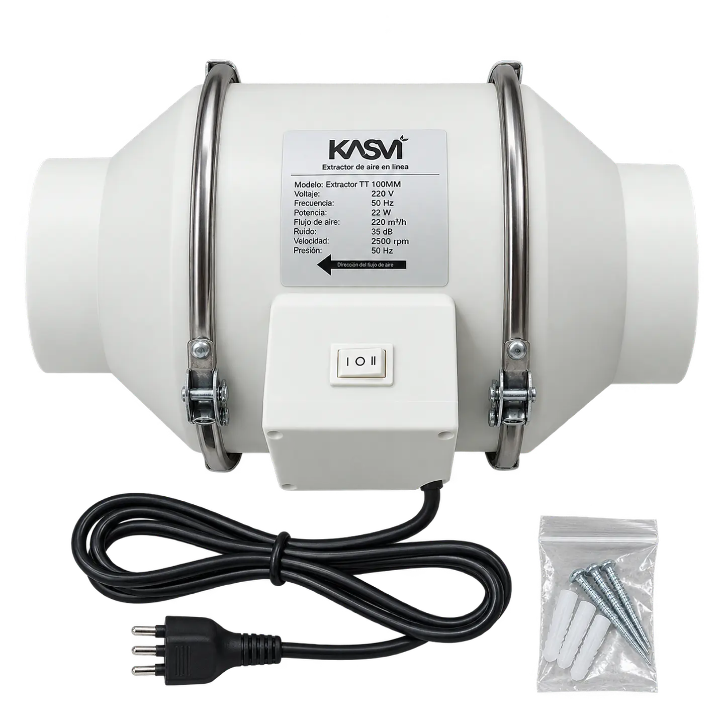 Extractor de Aire TT 100mm 221 m³/h con Cable - Kasvi 7