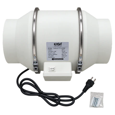 Extractor de Aire TT 250mm 1405 m³/h con Cable - Kasvi