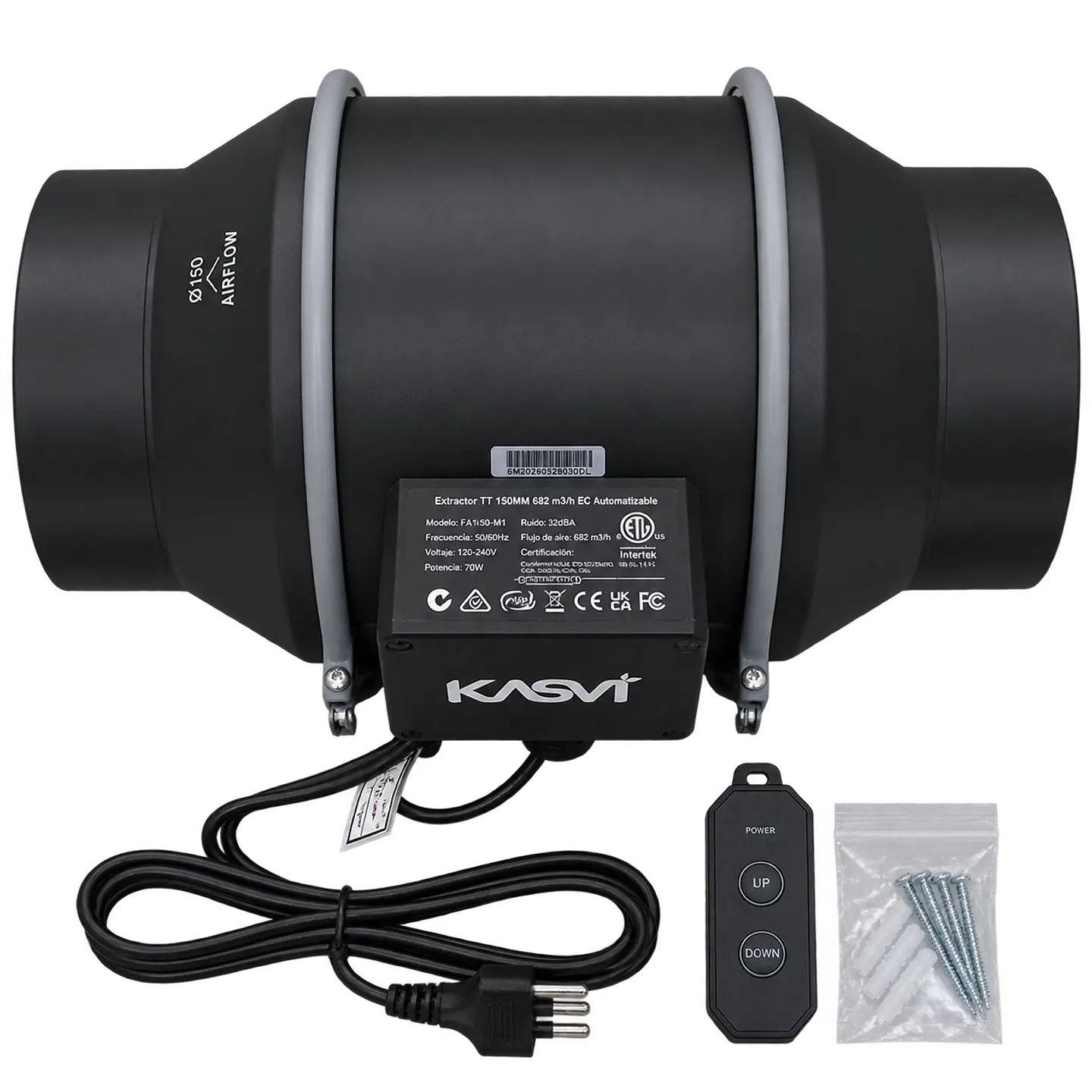 Extractor de Aire TT EC 150mm 682 m³/h Automatizable - Kasvi 7