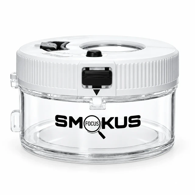 CONTENEDOR HERMETICO CON LUPA - SMOKUS FOCUS (Color a elección)