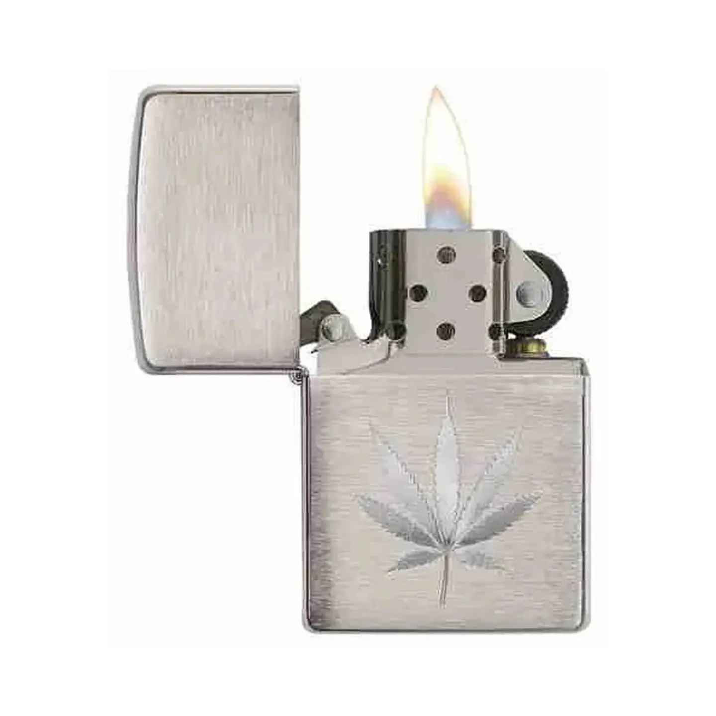 CHROME MARIJUANA LEAF DESIGN-ZIPPO  2
