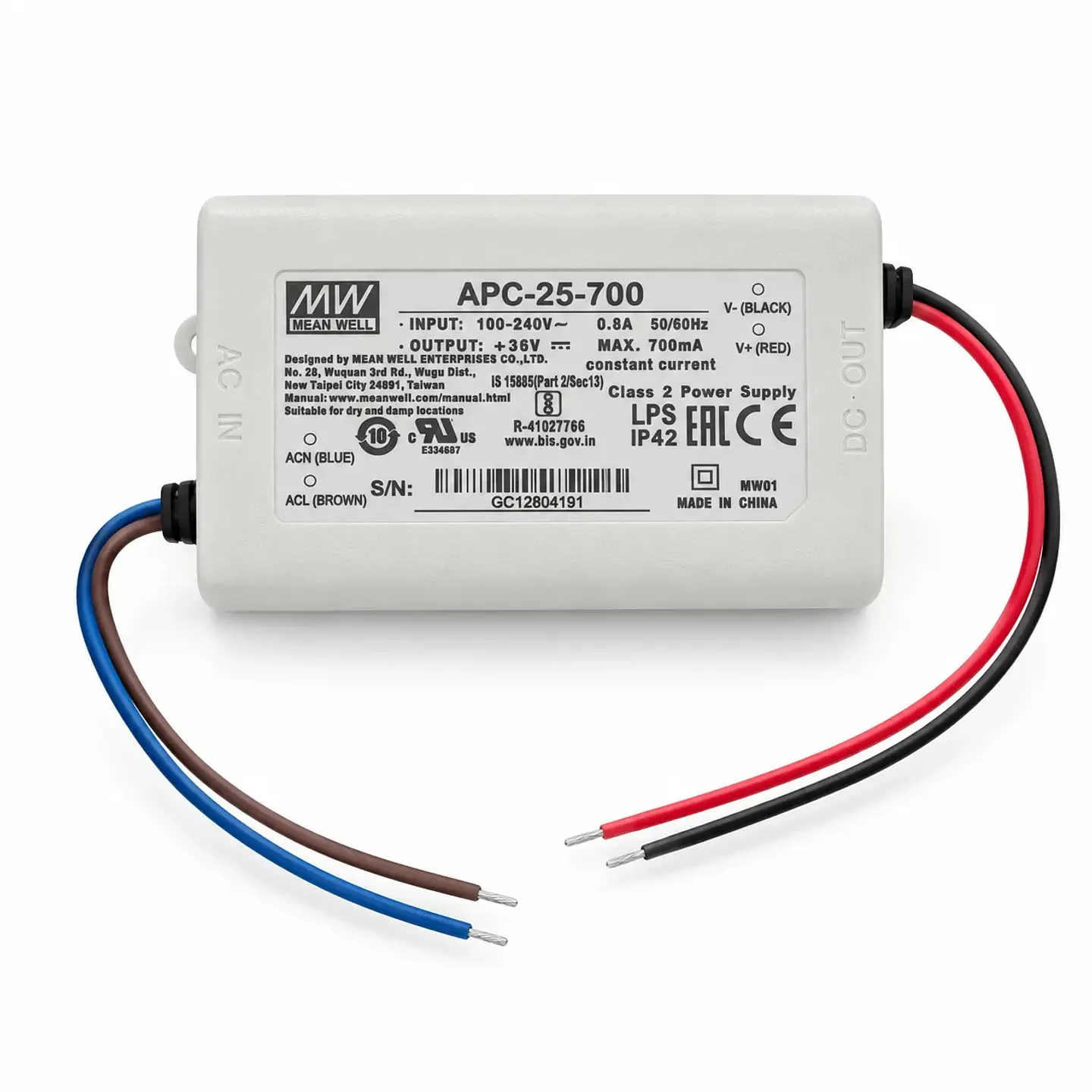 Driver de LED MEAN WELL APC-35 700mA 1
