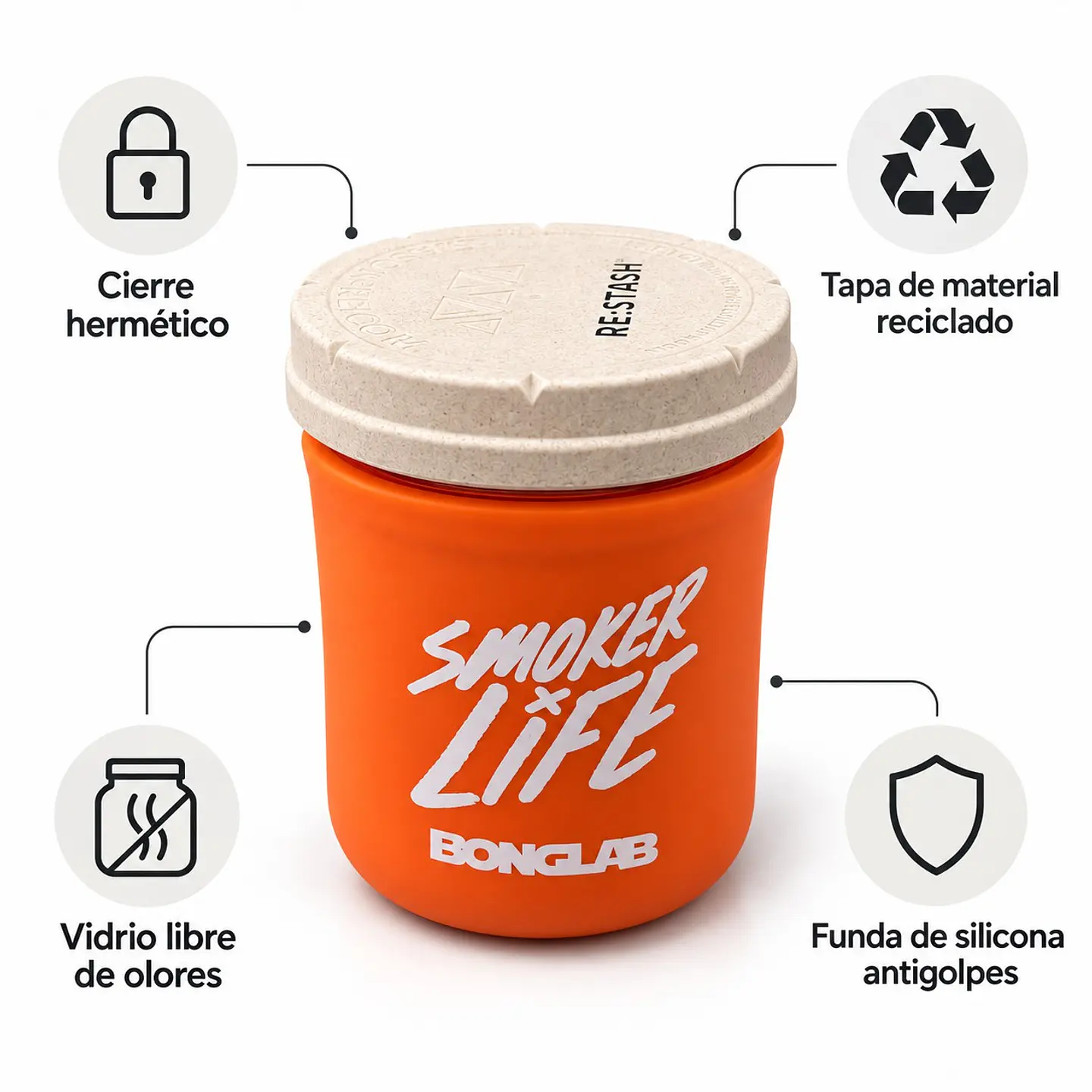Jar 16Oz-Bonglab Re: Stash (Color a elección) 6