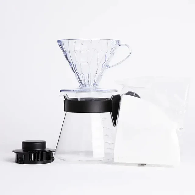  KIT HARIO V60 02 Acrílico Transparente con server de 600ML y filtros - 