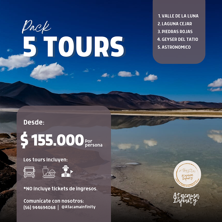 Pack 5 Tours - Catálogo INFINITY 1