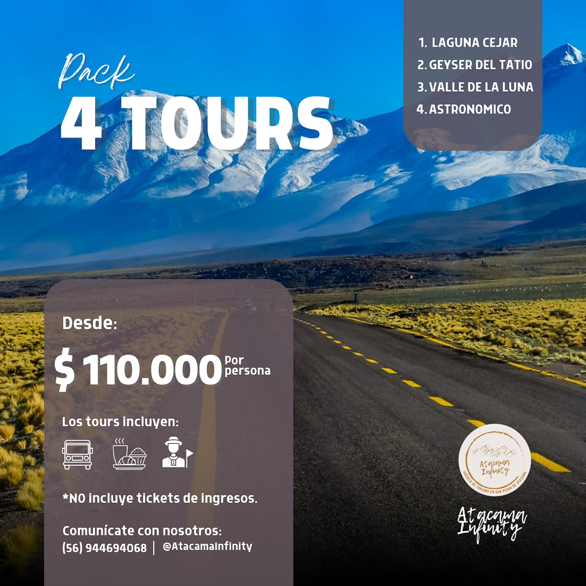 Pack 4 tours - Catálogo INFINITY 1