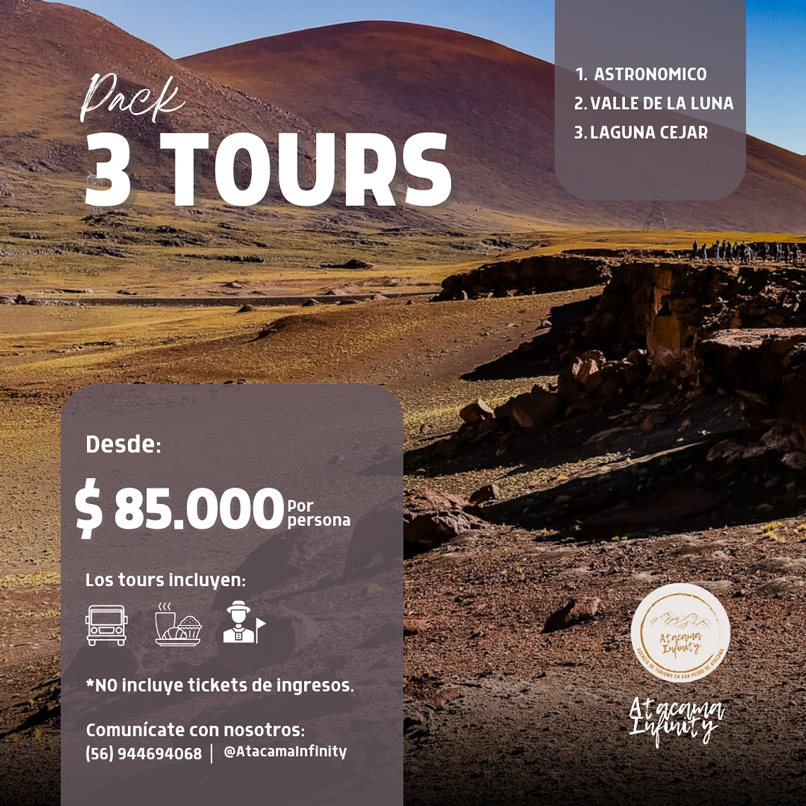 Pack 3 tours - Catálogo INFINITY 1