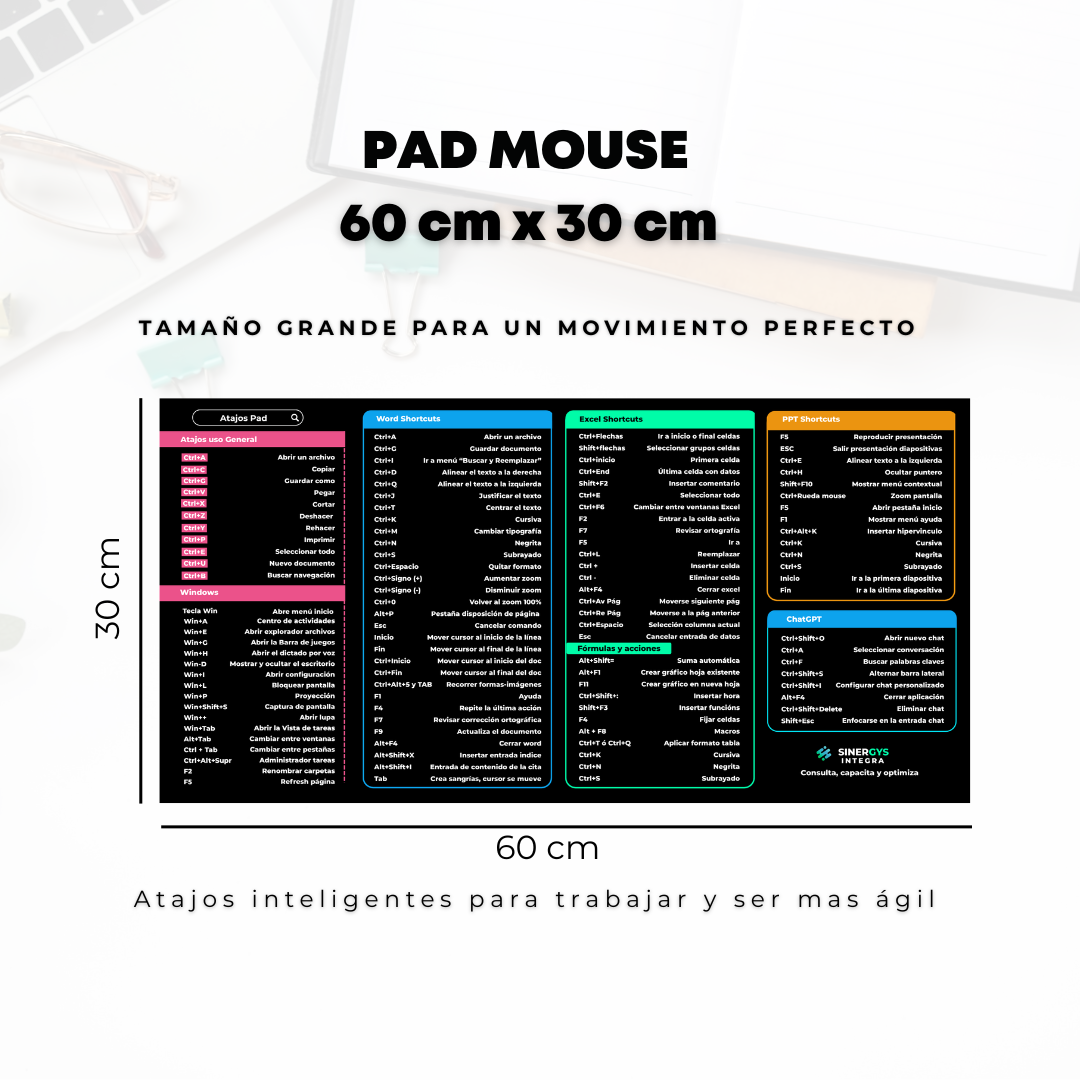 Atajos PAD: Alfombrilla 60x30 cm  2