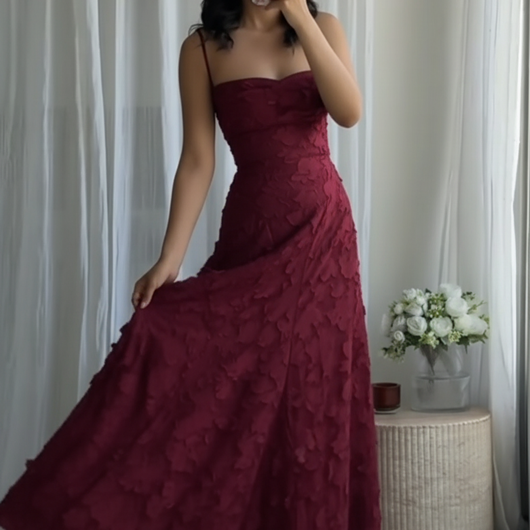 ❤. Maxi vestido Francis borgoña 1