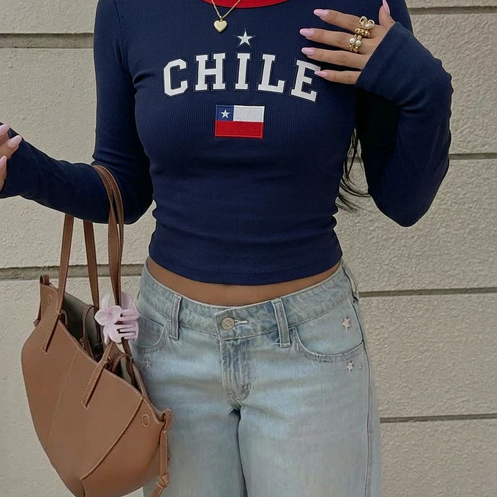 Baby tee Chile manga larga 🇨🇱 2