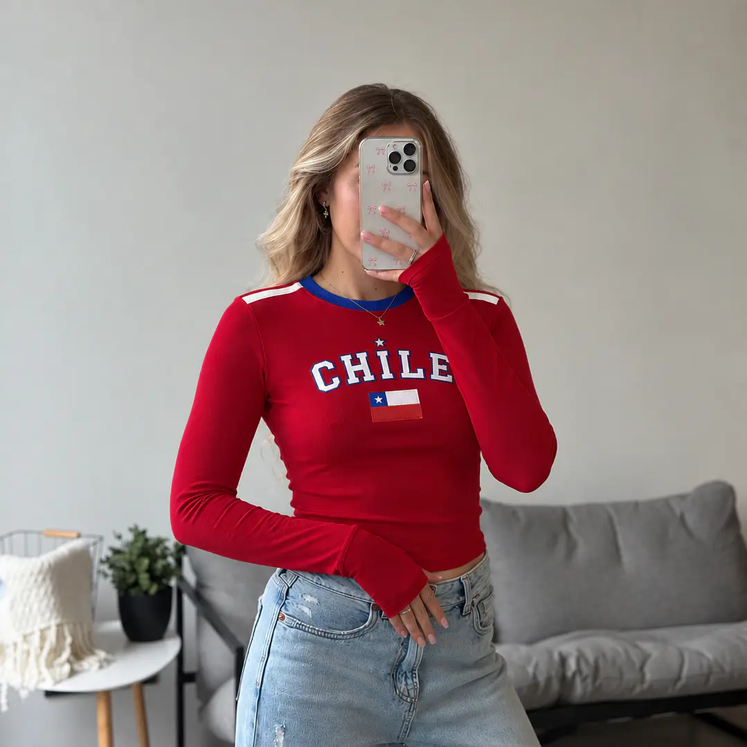 Baby tee Chile manga larga 🇨🇱 5