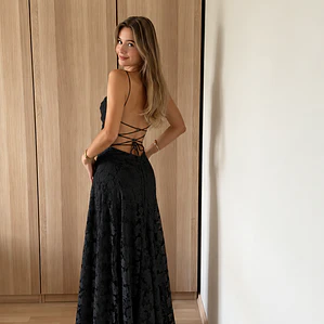 ❤. Maxi vestido Francis negro