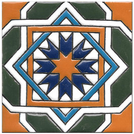 Handmade tile 14x14cm - Hispanic Arabic 3 - Color C