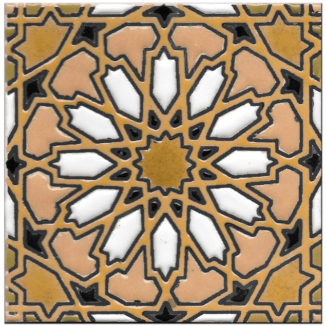 Handmade Tile 14x14cm - Hispanic Arabic 4- Color A