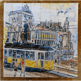 Small Panel "Lisbon with Electric" 19x19cm