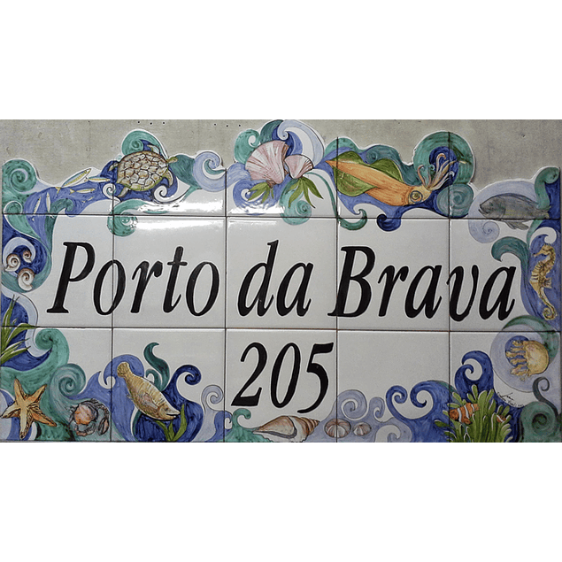 Tile Panel with text, edge Sea, cut 1 side