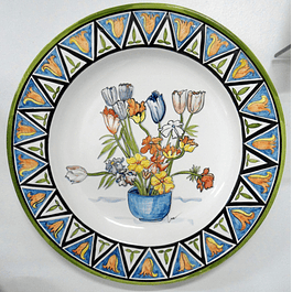 Nouvelle assiette murale panier de fleurs