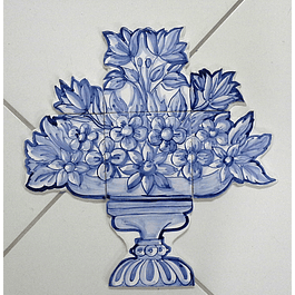 Painel de azulejos recortados Cesta Flores Pequena