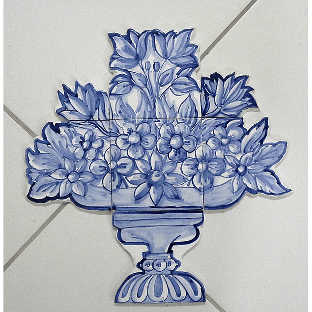 Painel de azulejos recortados Cesta Flores Pequena