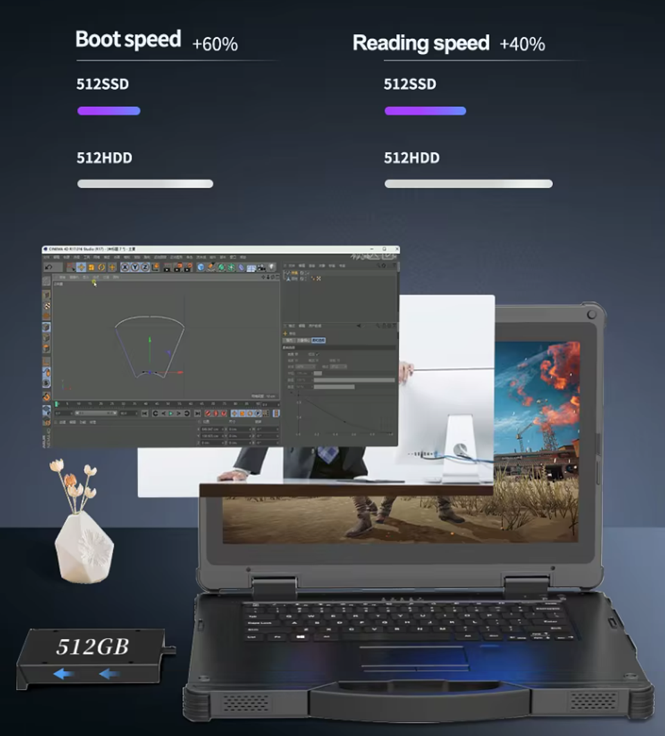 Laptop Cenava W14U Rugged Industrial IP65 14 Pulgadas Intel I5 16 GB 256 SSD Windows 9