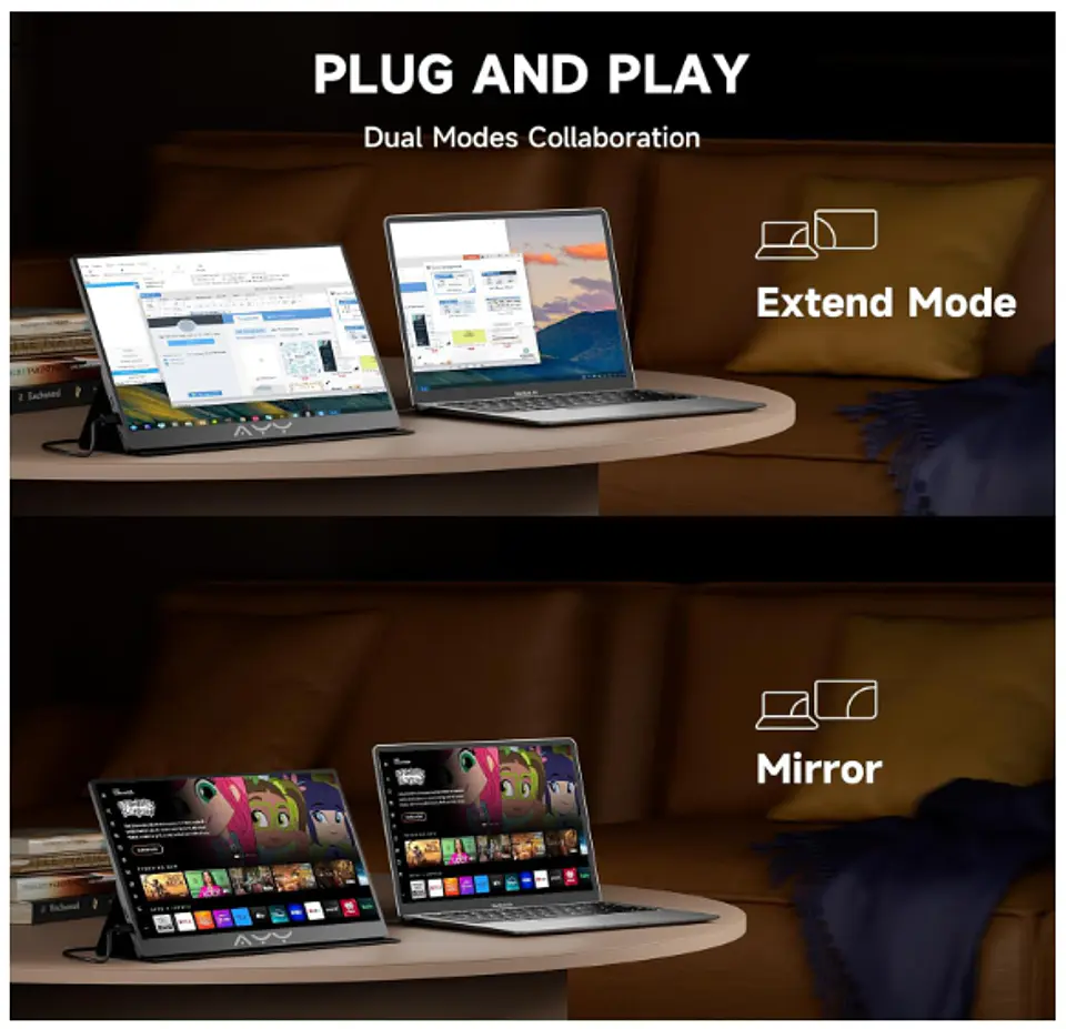 Monitor portátil de 15.6 pulgadas 1080P FHD, USB-C, HDMI, pantalla externa ultradelgada 100% sRGB para portátil, teléfono, MAC, PS5, Switch, Xbox, con altavoces duales y cubierta inteligente 3