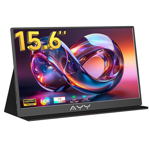 Monitor portátil de 15.6 pulgadas 1080P FHD, USB-C, HDMI, pantalla externa ultradelgada 100% sRGB para portátil, teléfono, MAC, PS5, Switch, Xbox, con altavoces duales y cubierta inteligente