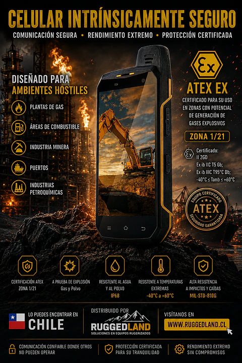 CELULAR INTRINSICAMENTE SEGURO ATEX AT55GT IP68 RUGGED 4G ANTIEXPLOSIONES CENAVA