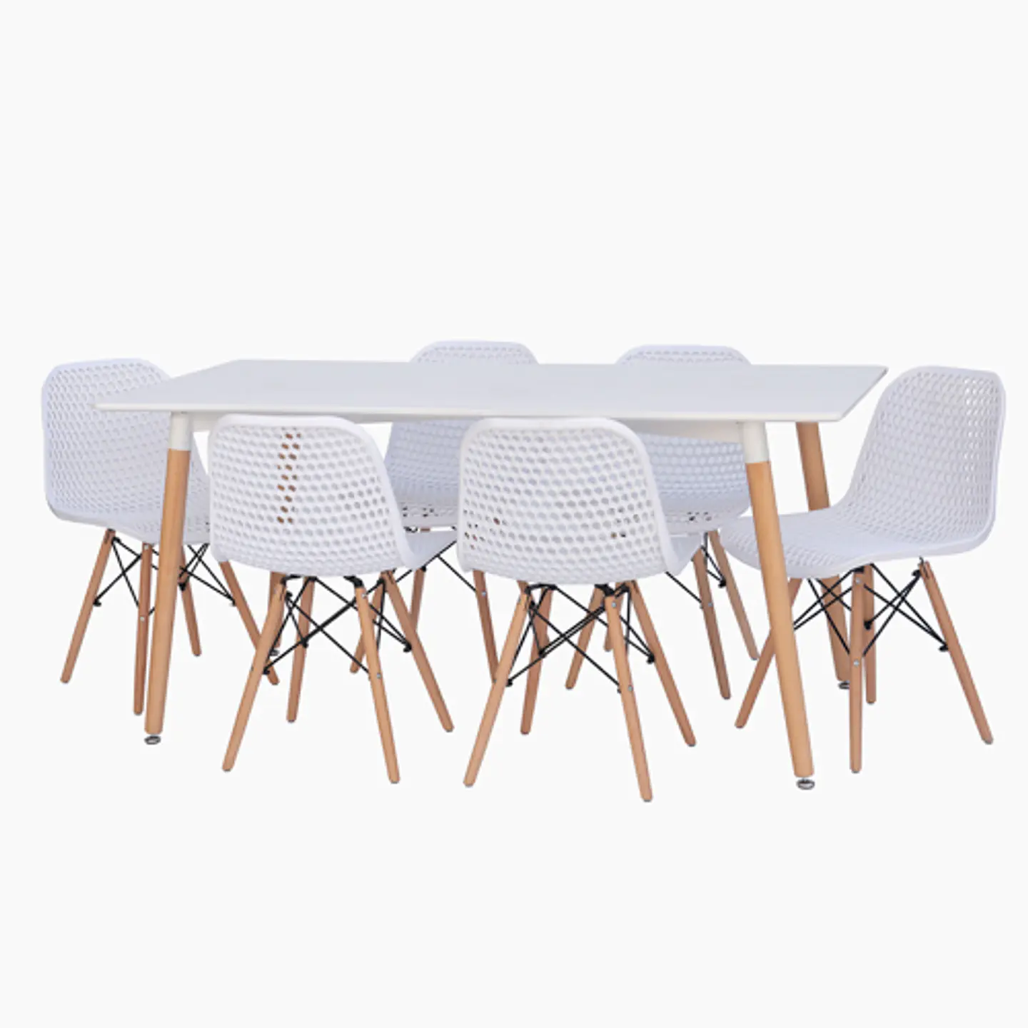 JUEGO DE COMEDOR BOSNIA 160 X 80 + 6 SILLAS EAMS POINT BLANCA 2