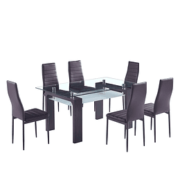 COMEDOR ESTOCOLMO 150X90 CAFE 6 SILLAS CAFES