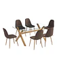 COMEDOR XTREME 150X90 NAT 6 SILLAS EAMS TAPIZ CAFÉ PATA NATURAL  - Miniatura 1