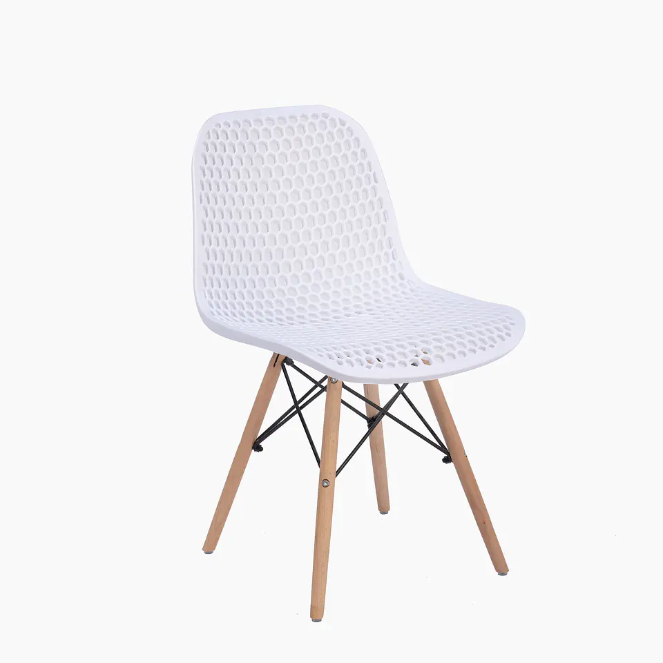 JUEGO DE COMEDOR EAMS RECT VIDRIO 4 SILLAS EAMS POINT BLANCAS 9