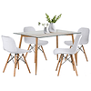 JUEGO DE COMEDOR CLEAR RECT 120X80 + 4 SILLAS EAMS POINT BLANCA