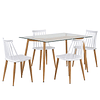 JUEGO DE COMEDOR CLEAR RECT 120X80  4 SILLAS BARRAS BLANCAS