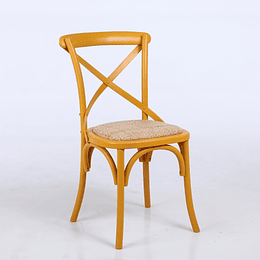 SILLA ANTIQUE CRUCETA MADERA AMARILLA RATAN