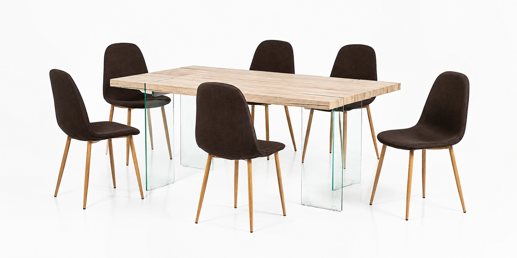 COMEDOR 6 SILLAS ELEGANCE GLASS 180X90X75