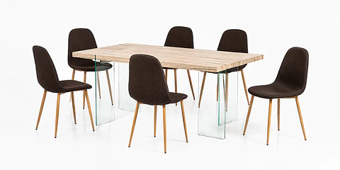 COMEDOR 6 SILLAS ELEGANCE GLASS 180X90X75 