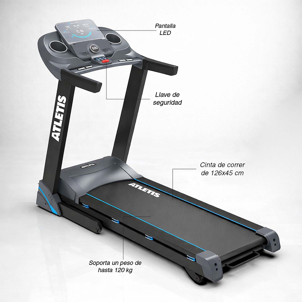 Trotadora X900 16 km/h 2.0 HP Inclinación Auto 6